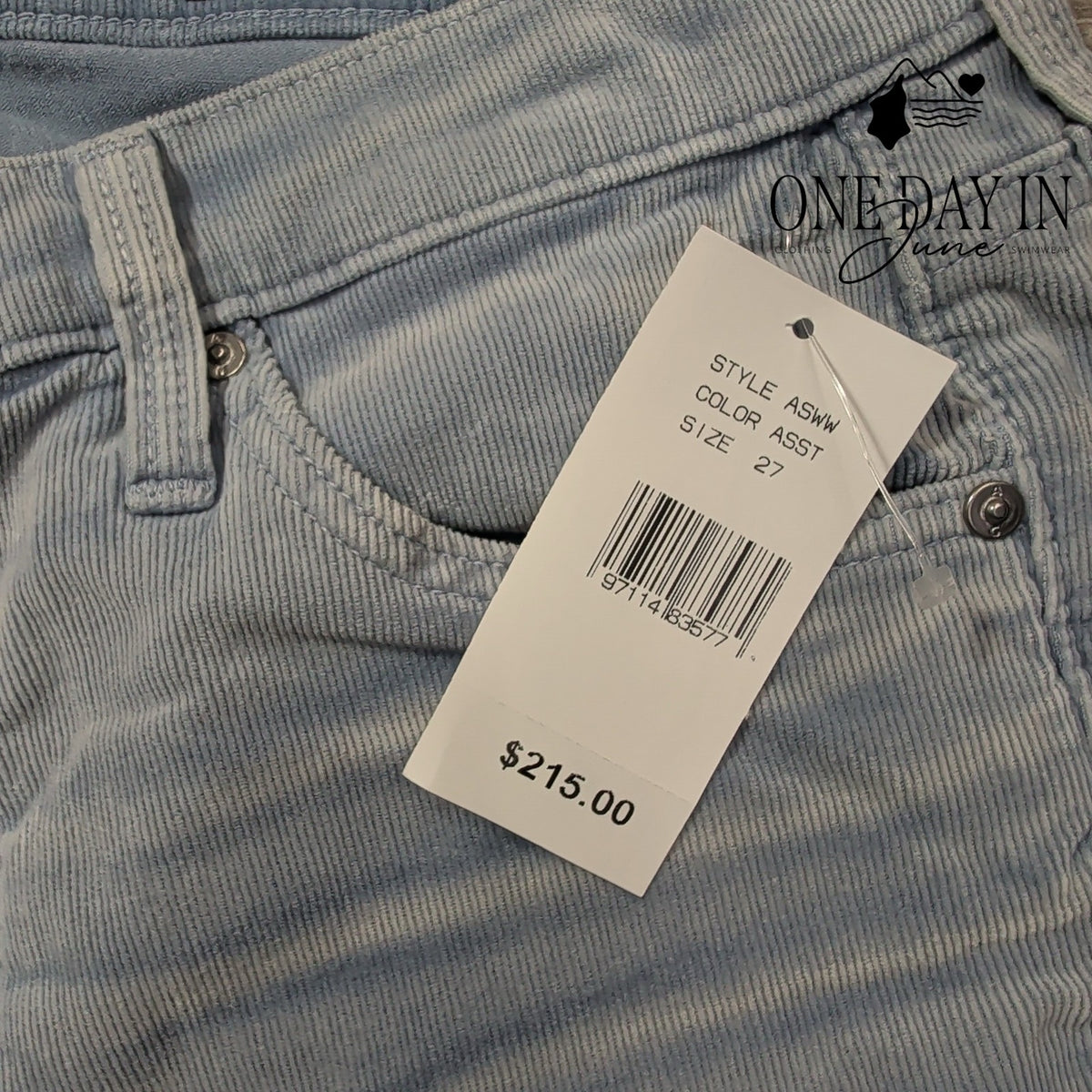 AG Adriano Goldschmied Prima Ankle Corduroy Pants Blue NWT Size 4 (27)