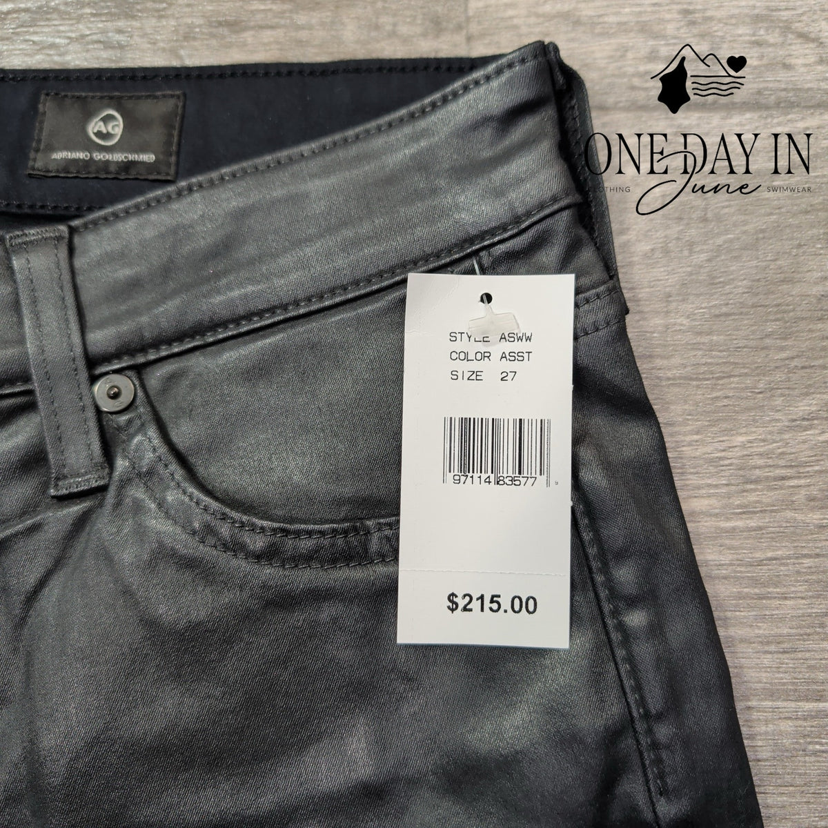 AG Adriano Goldschmied Faux Leather Bootcut Jeans Black NWT $215 Size 4 (27)