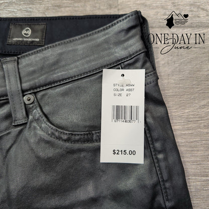 AG Adriano Goldschmied Faux Leather Bootcut Jeans Black NWT $215 Size 4 (27)