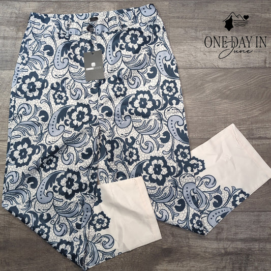Stylewe Satin Paisley Crop Pants Size 10