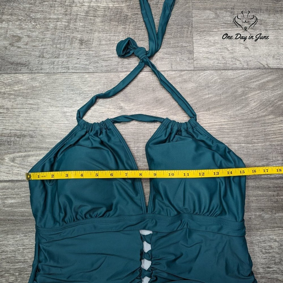 Charmo V Neck Cut Out Tummy Control One Piece Swimsuit Green Size 2XL