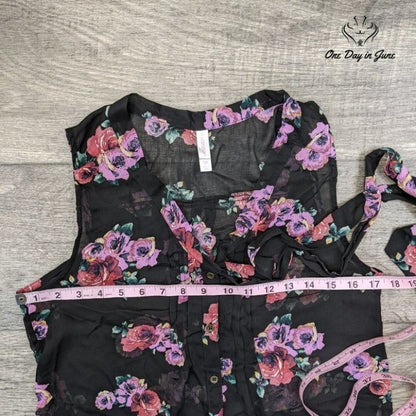 Xhilaration Button Down Tank Blouse Asymetrical Hem Size S