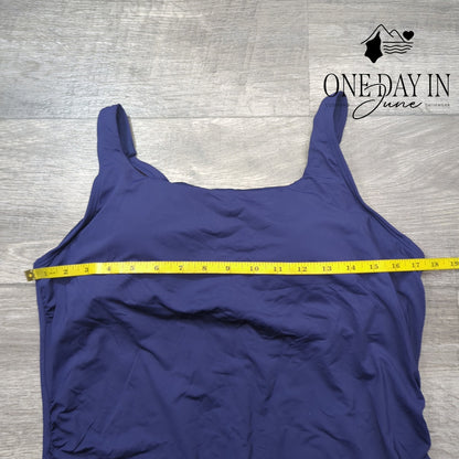 Aqua Eve Straight Neck Tankini Top Navy Blue Swim Top NWT Size XXL
