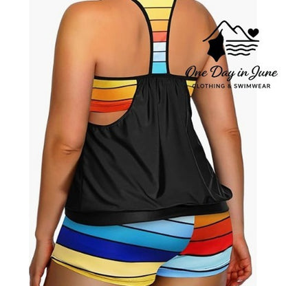 Charmleaks Plus Size Double Up Boyshort Tankini Swimsuit Size 0X