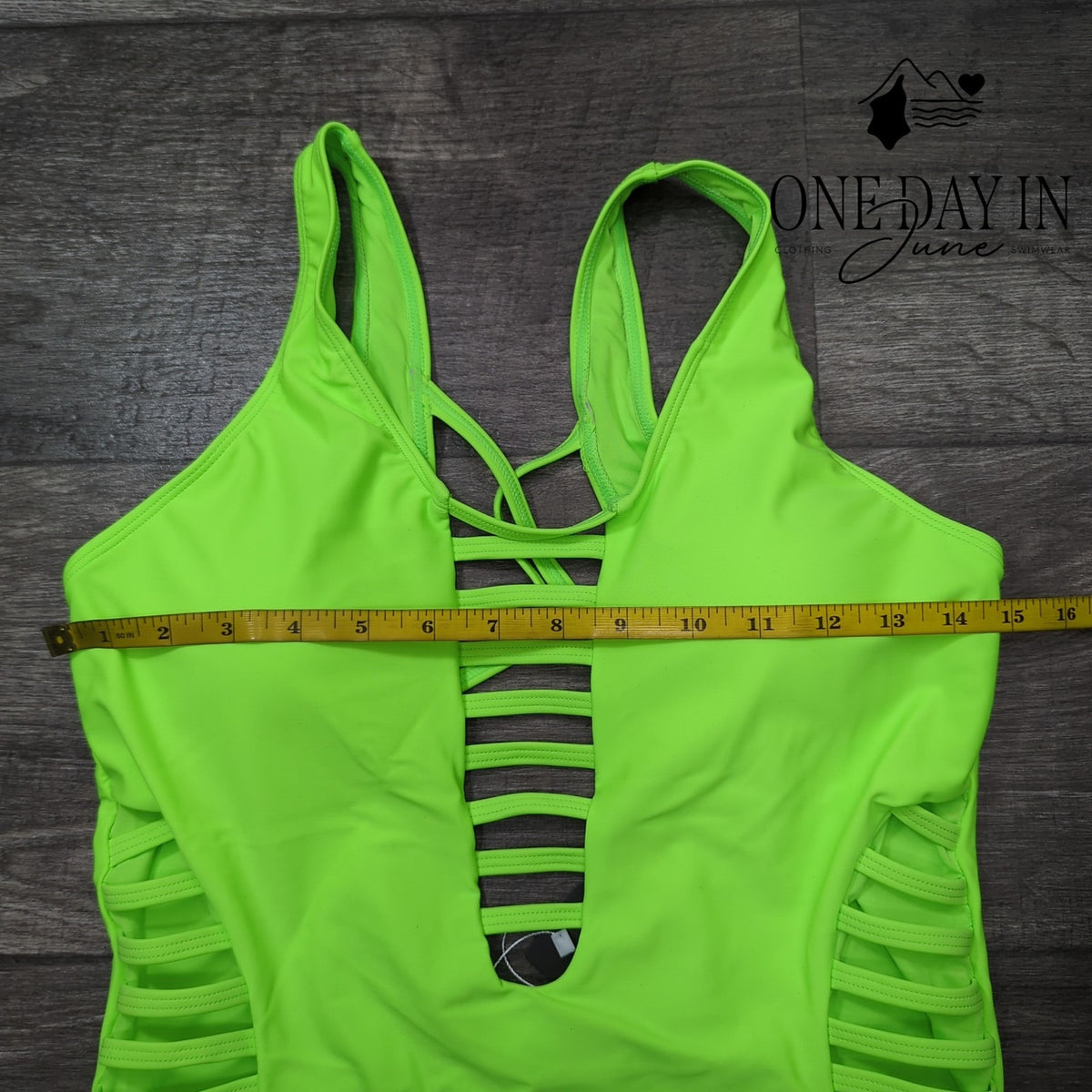 Aqua Eve Cut Out One Piece Swimsuit Neon Green Strappy NWT Size L