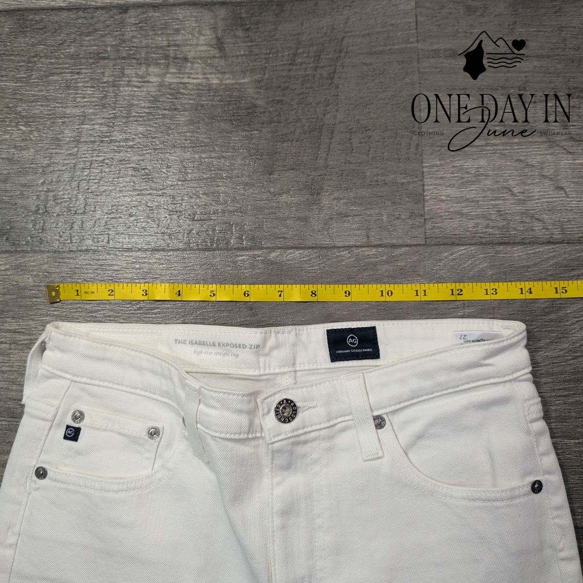 AG Adriano Goldschmied Isabelle Exposed Zip White Straight Crop Jeans NWT Size 4