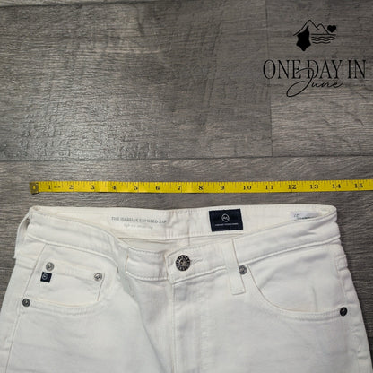 AG Adriano Goldschmied Isabelle Exposed Zip White Straight Crop Jeans NWT Size 4