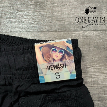 Rewash Drawstring Utility Cargo Pants Black NWT 100% Rayon Size S