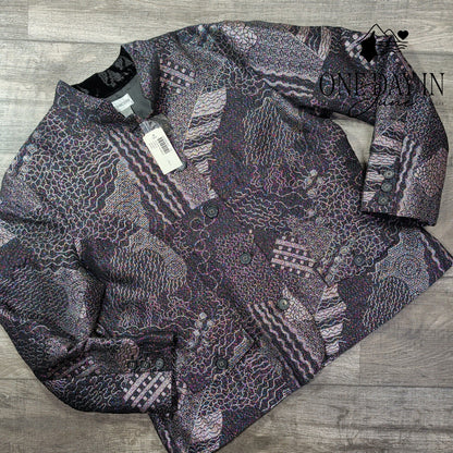 Chico's Festive Shimmer Lizbeta Jacket Metallic Brocade NWT Size Chico''s 3 (16)