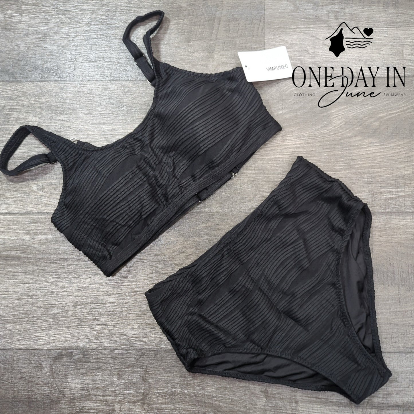 Vimpunec Textured High Waist Bikini Swimsuit Size M