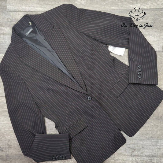 Tahari Pin Stripe Single Button Blazer Size 10