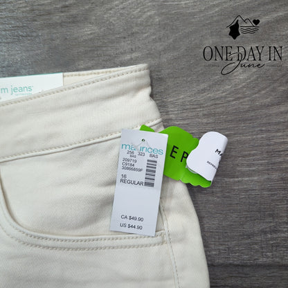 m jeans by Maurices Ankle Slim Straight Jeans White Raw Hem NWT Size 16