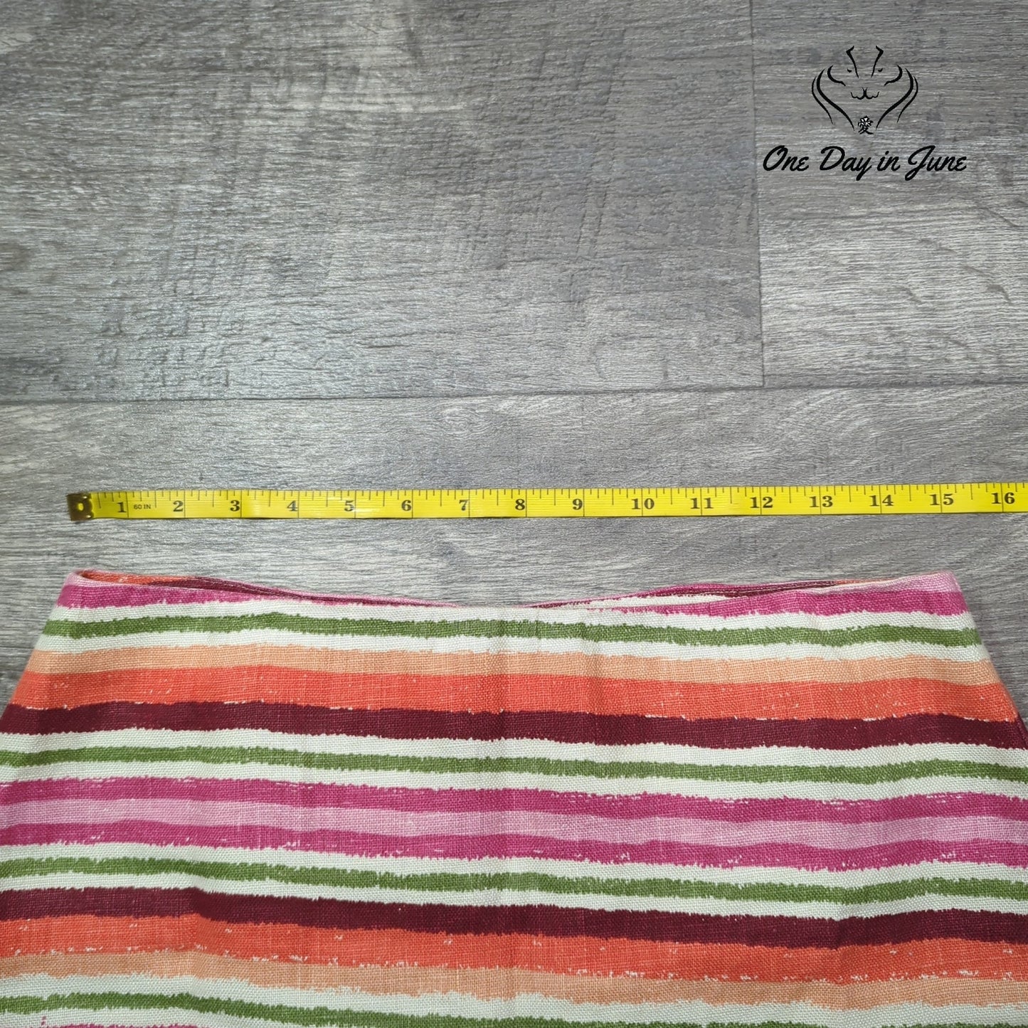 Talbots Petites Linen Striped Pencil Skirt Pink Orange Green Size 6P