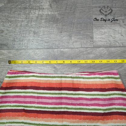 Talbots Petites Linen Striped Pencil Skirt Pink Orange Green Size 6P
