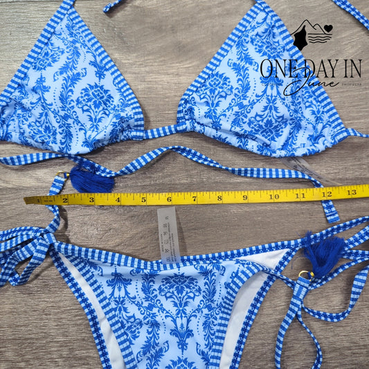 Aleumdr Adjustable Triangle Tie Side Bikini Swimsuit Size M