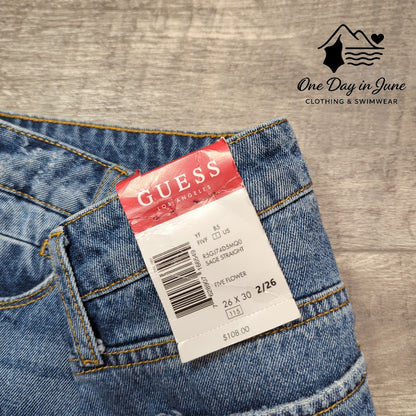 Guess Distressed Straight Leg Jeans Size 26 (2)