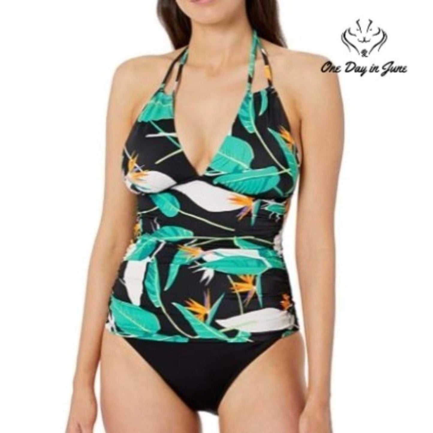 Coastal Blue Convertible Halter Neck Tankini Top Size M