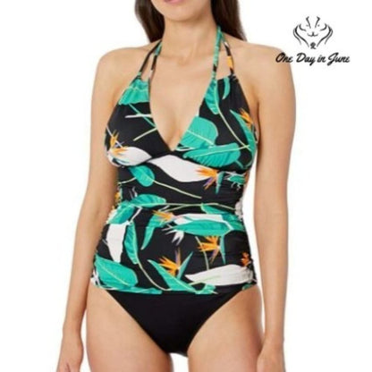 Coastal Blue Convertible Halter Neck Tankini Top Size M