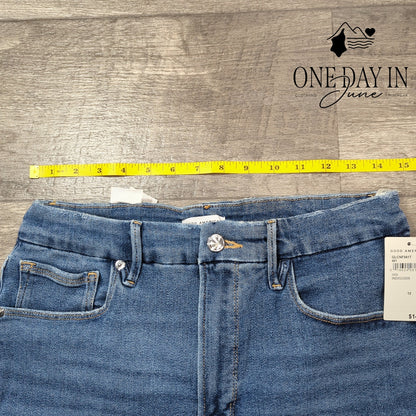 Good American Good Legs Crop Distressed Skinny Jeans Indigo NWT Size 12
