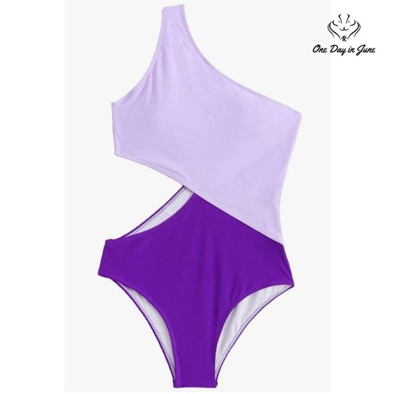SweatyRocks One Shoulder Cut Out One Piece Swimsuit Size M