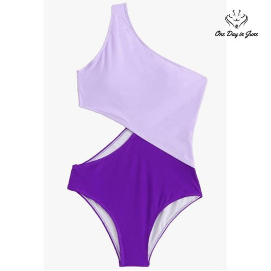 SweatyRocks One Shoulder Cut Out One Piece Swimsuit Size M