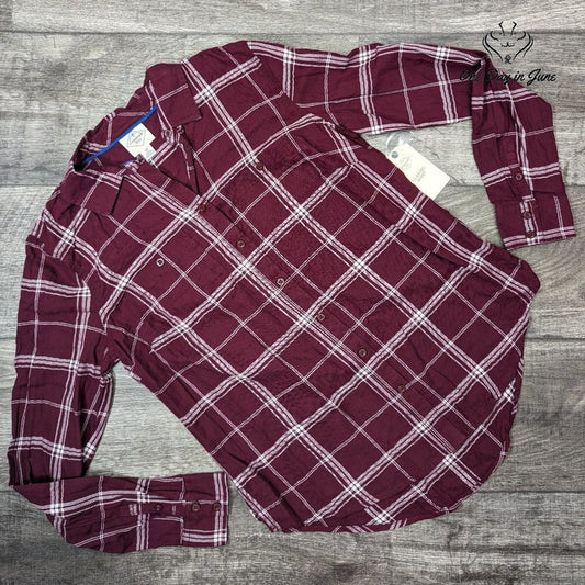 St. John's Bay Classic Fit Plaid Flannel Shirt Size XS