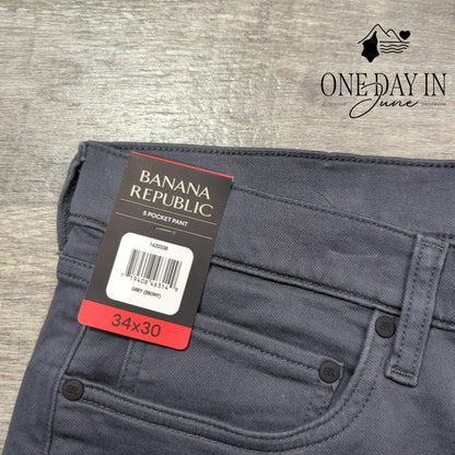 Banana Republic 5 Pocket Straight Leg Pants Gray Ebony NWT Size 34X30