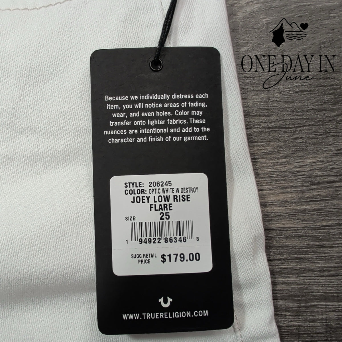 True Religion Joey Low Rise Flare Jeans White Distressed NWT Size 0 (25)