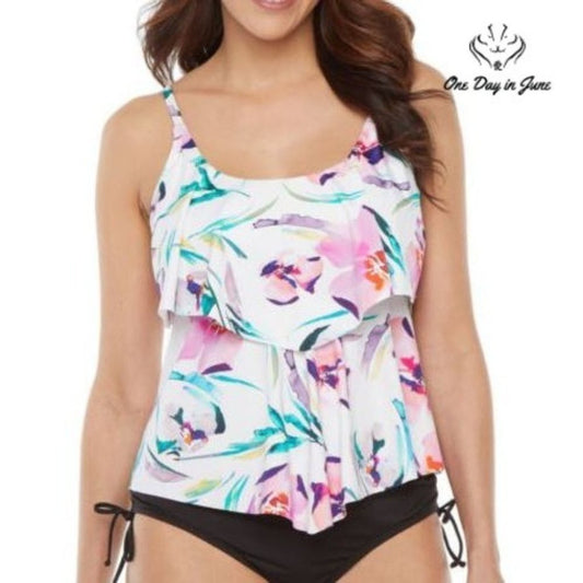 Liz Claiborne Floral Tankini Top Size 10