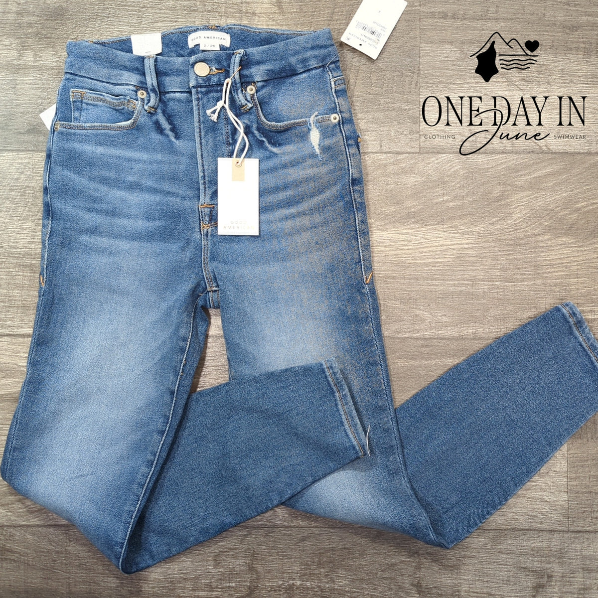 Good American Good Waist Crop High Rise Skinny Jeans Indigo326 NWT Size 2