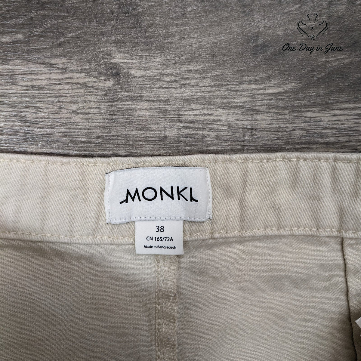 Monkl Button Front Denim Mini Skirt Cream White A Line Size 38 (6-8)