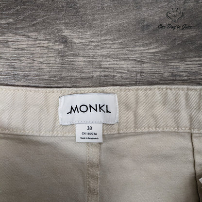 Monkl Button Front Denim Mini Skirt Cream White A Line Size 38 (6-8)