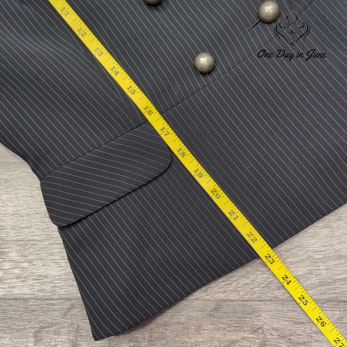 Tahari Arthur S Levine Petite Pinstripe Double Breasted Blazer Black Size 12P
