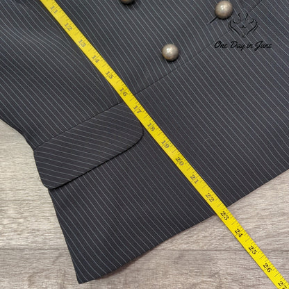 Tahari Arthur S Levine Petite Pinstripe Double Breasted Blazer Black Size 12P