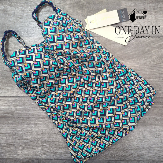 Gottex Geometric Tankini Top Size S (32D)