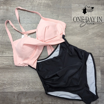 Eomenie Cross Front Cut Out One Piece Swimsuit Size S