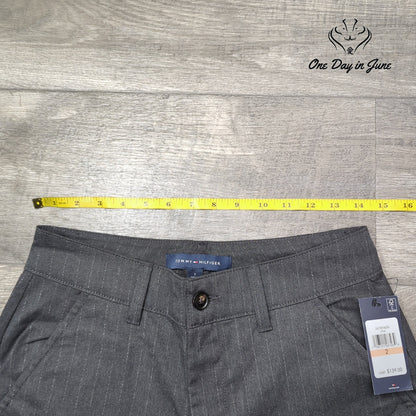 Tommy Hilfiger Metallic Pinstripe Wide Leg Cargo Pants Gray NWT Size 2