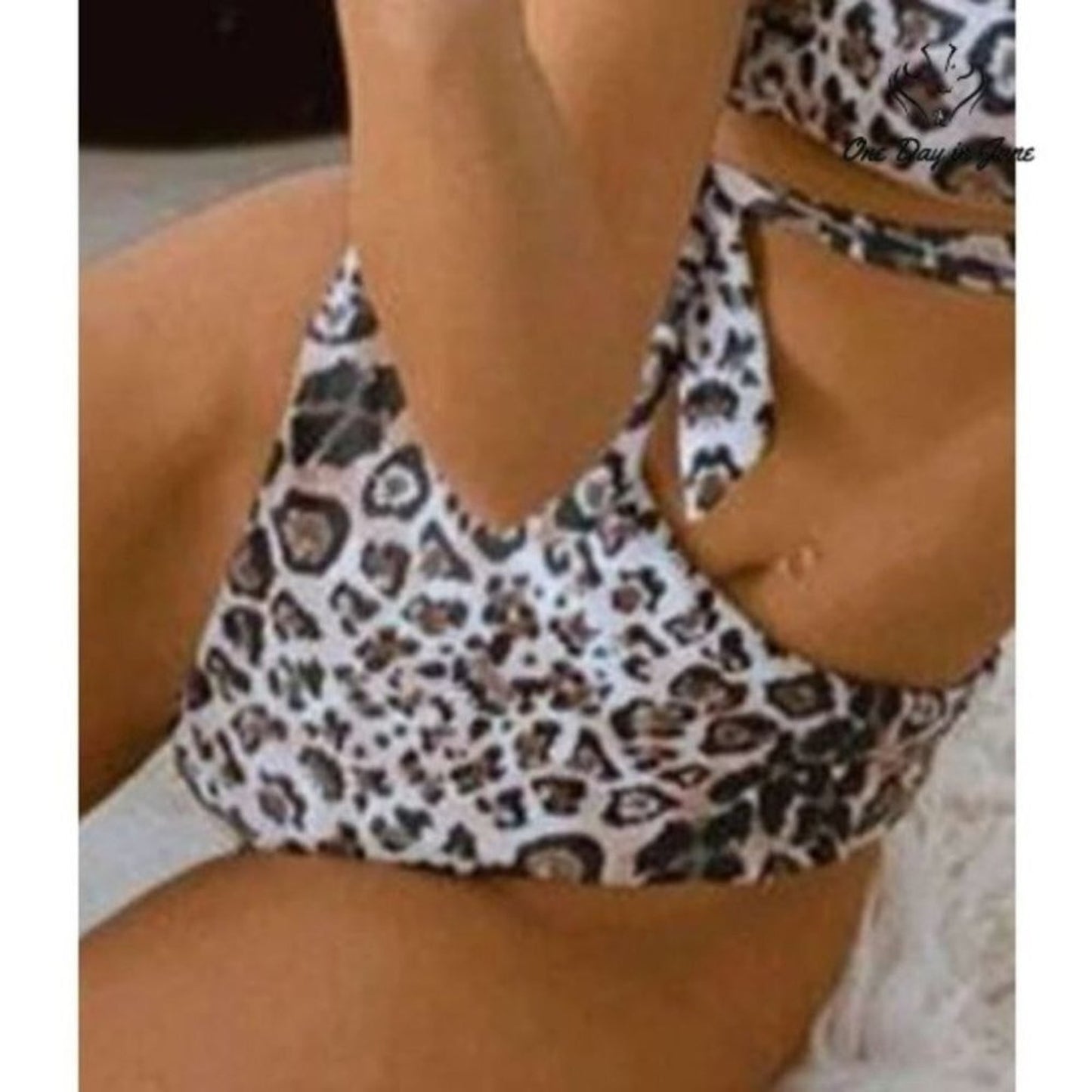 Shein Leopard High Waist Bikini Bottom Swimsuit Size S (4)