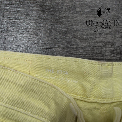 AG Adriano Goldschmied The Etta High Rise Wide Leg Crop Jeans Yellow NWT Size 4