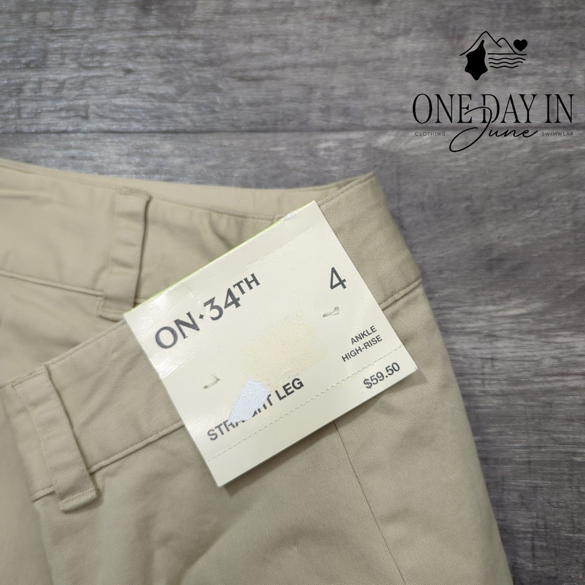 On 34th High Rise Pleated Straight Leg Ankle Chino Pants Khaki NWT Size 4
