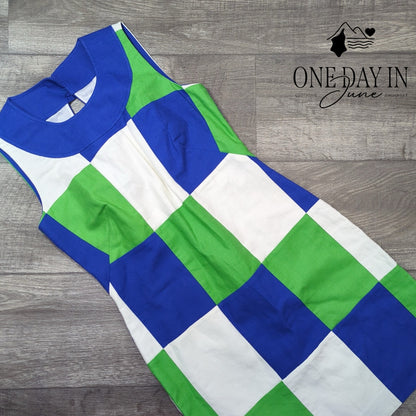 Vineyard Vines Patchwork Sleeveless Dress Blue Green White NWT $178 Size 0