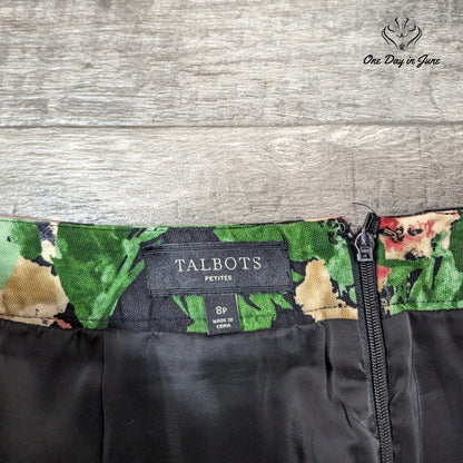 Talbots Petite Floral Lined Skirt Size 8P
