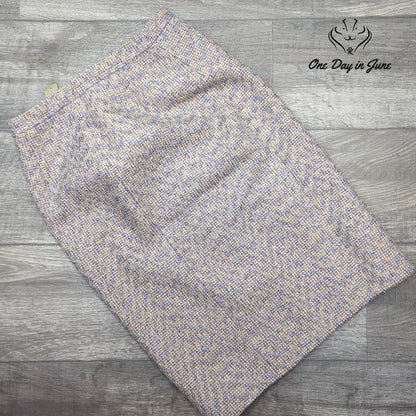 J.Crew Sparkle Tweed Pencil Skirt Purple Gold Metallic Front Zip NWT Size 4