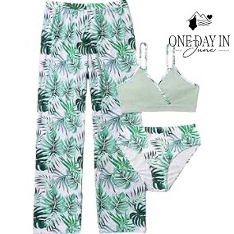 Adisputent Girl's Ribbed 3 Piece Bikini Swimsuit Size 12-13Y