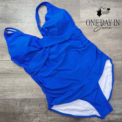 Eomenie Cross Front Tie Back One Piece Swimsuit Size XL