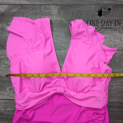 Blooming Jelly Ruffle Shoulder One Piece Swimsuit Size XL