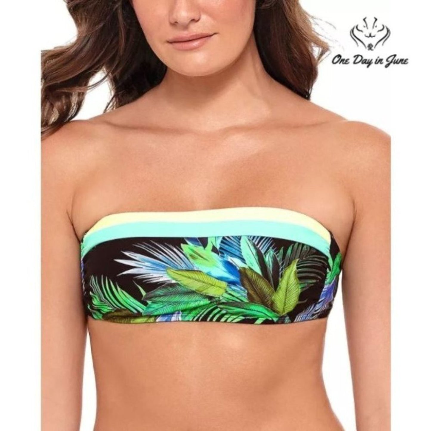 Salt & Cove Juniors' Tropic Glo Bandeau Bikini Top Size M