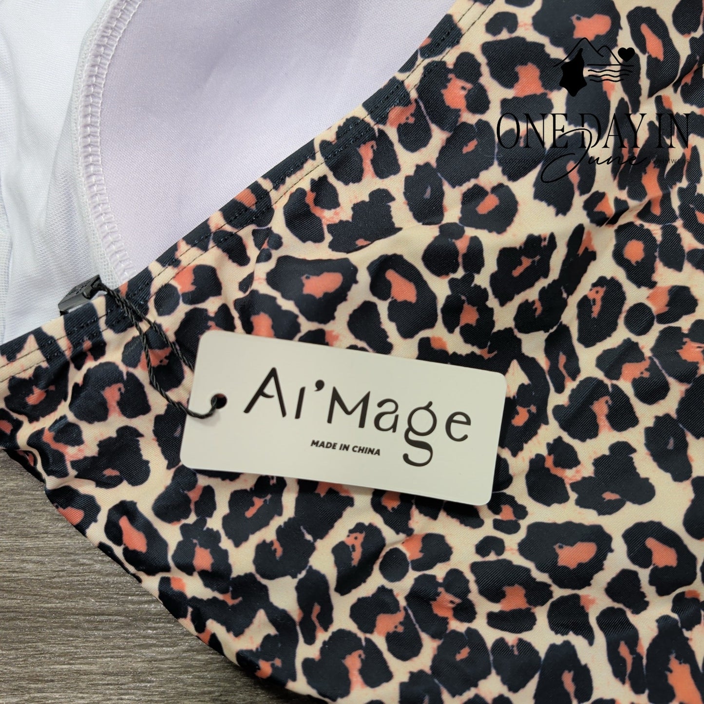 Aimage Halter Leopard One Piece Swimsuit Size L