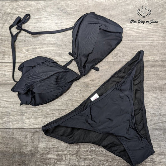 Shekini Ruffle Triangle Bikini Top Size L