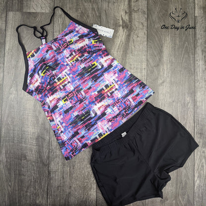 CharmLeaks Geometric Print Tankini Boyshorts Swimsuit NWT Size S